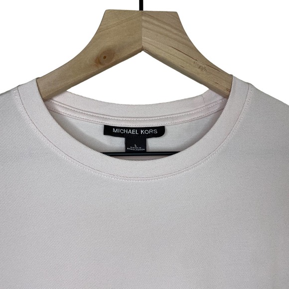 Michael Kors Men's Basic Crew Neck T-Shirt Pink Large with MK Logo - Picture 2 of 9